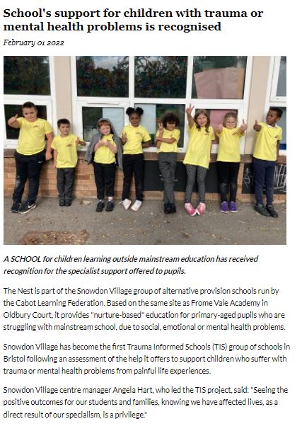 Kingswood Voice: CLF Snowdon Village First Trauma Informed School in Bristol